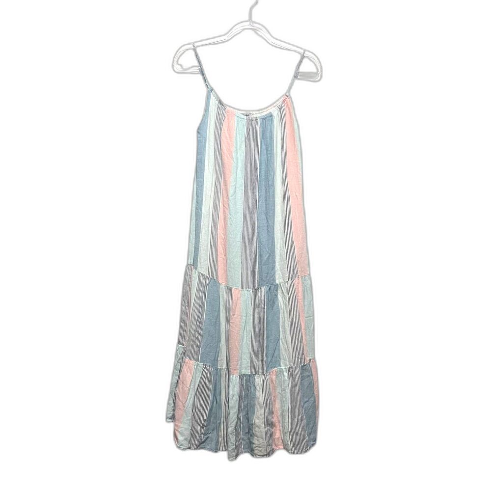 Rails Linen Blend Maxi Dress XS Cottagecore Pastel Lightweight‎ Striped Lined